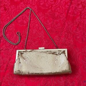 La Regale Gold Mesh Evening Bag Vintage Chain Strap Clutch